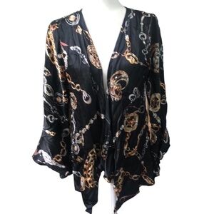 Mieka Silk Wrap Blouse Chain Print Size Medium
